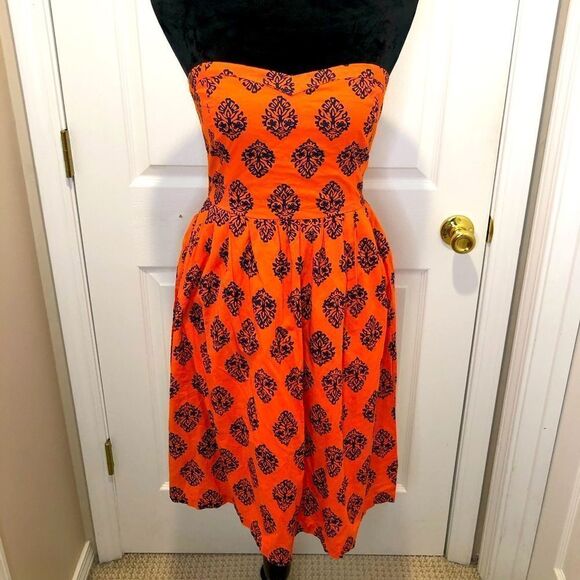 Old Navy Dresses & Skirts - Old Navy orange blue strapless midi dress size 2